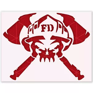 Firefighter Skull stencil - Reusable Template - maltese cross Fire Department - Picture 1 of 5