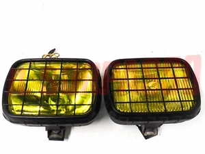 Yellow Rectangular Fog Lights SIEM + Grilles Fiat 127 128 A112 124 125 131 - Picture 1 of 3