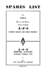 (0049) 1954 AJS Parts List - Picture 1 of 1