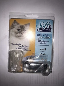 Soft Claws nail caps for cats small black 40 ct. with adhesive sealed - Picture 1 of 2