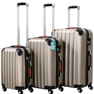 Set 3 Valigie Rigide Ruote Easy Roll Trolley Bagaglio Viaggio Champagne M L XL - Foto 1 di 11