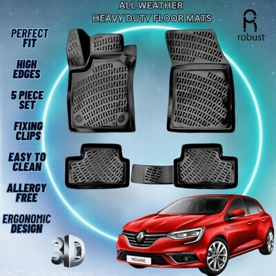Alfombrillas de coche personalizadas para Renault Megane 2016-2022 HB revestimientos de goma para todo tipo de clima Foto 1 de 4
