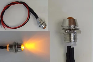 LED Amarillo 3mm Cromo Metal Casquillo Soporte Tornillo 9V - 12V Listo para conectar C2696 - Imagen 1 de 1