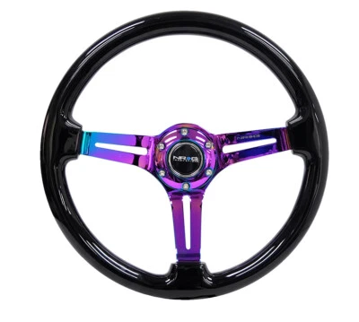 NRG STEERING WHEEL 350MM CLASSIC BLACK WOOD NEO CHROME SPOKE DEEP RST-018BK-MC Foto 1 de 4
