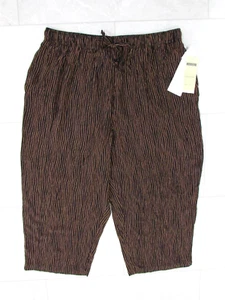 Prophecy Womens Crop Capri Pants Size 1X Elastic Waist Pull On Brown/Black NWT - Picture 1 of 7