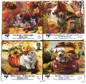 Lot 4 100 Piece Jigsaw Puzzle Kids Toys Puppy Kitten Animal Spring Summer Camp - Picture 1 of 8