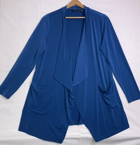 Susan Graver Women's Size L Open Front Stretch Cardigan Blue Liquid Knit - Picture 1 of 13