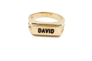 10k Yellow Gold David Mens Ring Size 9.25 - Picture 1 of 12