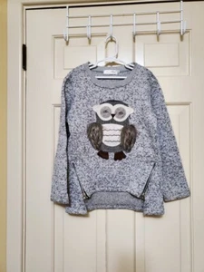 Girls Aurora Baby 140(7-8) Sweater Owl L/S Crew Neck Grey Great Cond - Picture 1 of 6