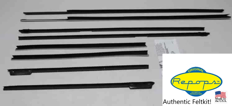 1966 Chevrolet Impala Convertible Door Window Felt Fuzzies Rubber Seal 8 Pc Kit - Imagem 1 de 1
