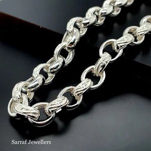 Catena Belcher ovale in argento sterling 925 | larghezza 8 mm | 20" 22" 24" 26" 30" pollici - Foto 1 di 4