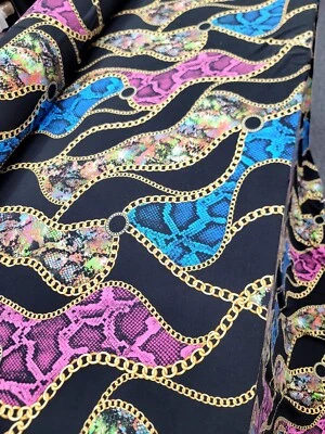 ENVÍO GRATUITO Moda Fucsia Serpientes Spandex Tela Elástica por Yarda para Ropa Foto 1 de 4