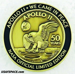APOLLO 11 50th Anniversary -BACK TO THE MOON-LUNAR FLOWN METAL MEDALLION - COA - Picture 1 of 9