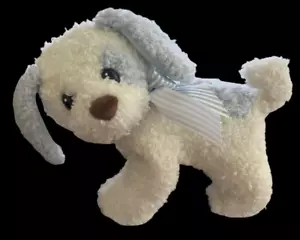 Peluche cane cucciolo primo e principale cucciolo prezioso 9" blu bianco con fiocco - Foto 1 di 5