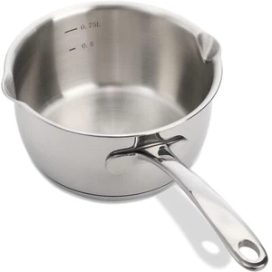 18/10 Stainless Steel Butter Warmer Pan 0.8quart Measuring Saucepan With Dual Po - Picture 1 of 6