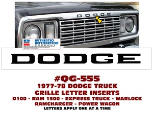 QG-555 1977 1978 DODGE TRUCK - GRILLE DODGE INSERT LETTERS - DECAL - LICENSED - Bild 1 von 1