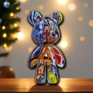Statua Orso Resina Graffiti Scultura Animale per Casa, Arredamento Ufficio, Astratto... - Foto 1 di 5