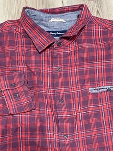 Tommy Bahama Hemd Herren 3XLT rot lila kariert Flanell Langarm Knopfleiste - Bild 1 von 10