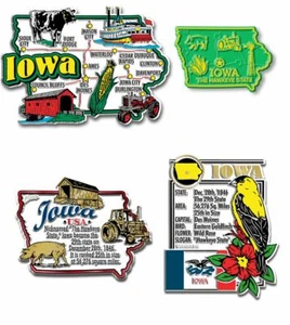 Iowa Four-Piece State Magnet Set by Classic Magnets, Includes 4 Unique Designs, - Picture 1 of 3