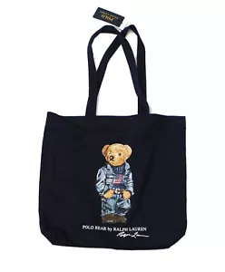 Ralph Lauren Polo Denim Jacket Bear Logo Navy Tote Shoulder Messenger Bag NWT - Picture 1 of 3