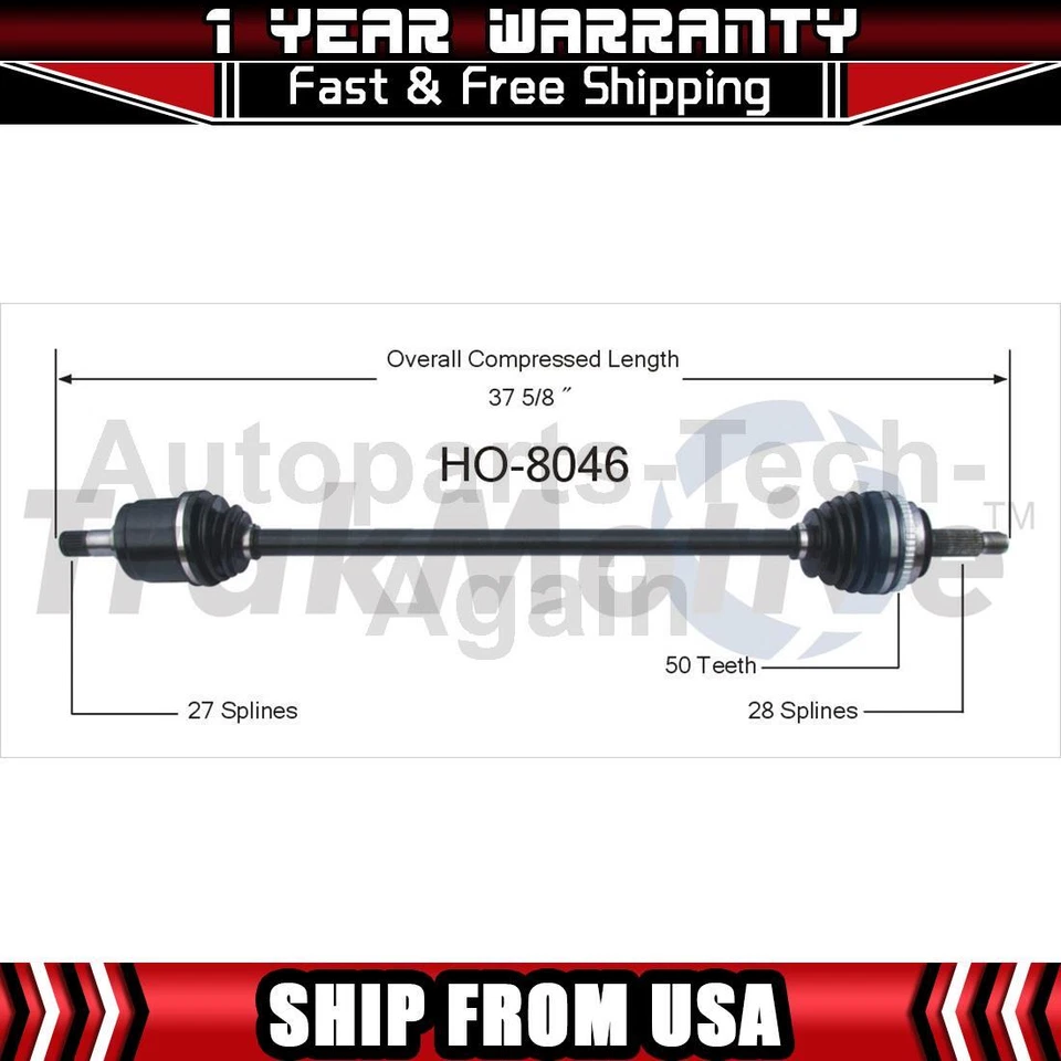 Eje delantero izquierdo TrakMotive 1 eje CV para Honda Accord 1990-1993 Foto 1 de 1