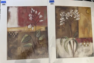 Pictures Pair of S Vassileva “Print of White Flowers” by Artistee Collection - Picture 1 of 7