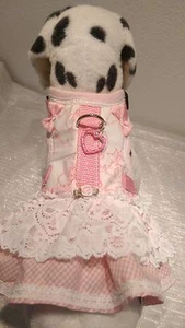 Arnés para perro XS arnés blandos corazón volantes rosa blanco encaje flores lazo - Imagen 1 de 5