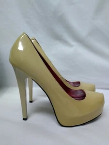 Mia 5.5" Nude Patent Leather Stiletto Heels 8.5 New In Box Vixen CL20761 - Picture 1 of 11