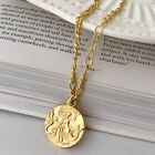 Women 925 Sterling Silver Mermaid Gold Coin Money Pendant Choker Necklace 14-18"