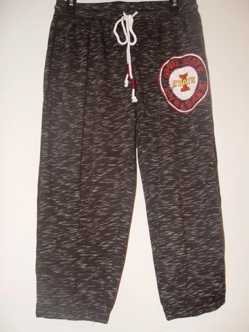 Iowa State Cyclones Women Grey Knit Pants Ladies Size M Joggers Knee Capri Cover