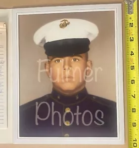 Pintura fotográfica rara USMC MARINE Corps tintada a mano color aceite 8x10 RETRATO años 60 - Imagen 1 de 11
