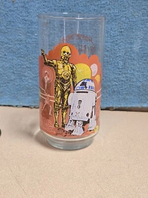 VINTAGE 1977 R2-D2 C-3PO STAR WARS BURGER KING DRINKING GLASS COCA-COLA *NMINT* - Image 1 of 2