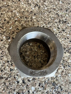 2-1/2” X 2” Hex Bushing Stainless Steel Threaded Pipe Fitting - Image 1 of 2