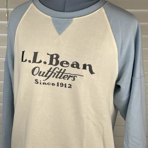 L L Bean Signature Sweatshirt Gr. Medium Rundhals bestickt weiß & blau - Bild 1 von 14