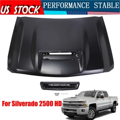 New Hood Panel Direct Replacement Fits 2017-2019 Chevrolet Silverado 2500 HD - Image 1 of 4