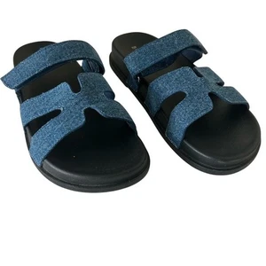 Bamboo Conquer Blue Denim Größe 7,5 Ausschnitt verstellbare Riemen Sandalen - Bild 1 von 9