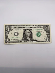 1 $ Rare Star Note F 03619963* With Cool Serial Number Low Run Size 2017A - Bild 1 von 3