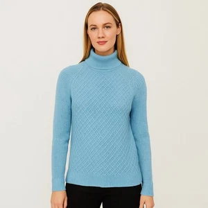 Talbots Women's Classic Turtleneck Sweater Light Blue Textured Knit Preppy | XS - Picture 1 of 7