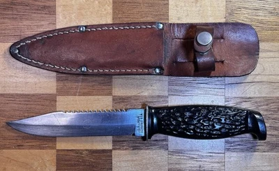 Vintage Colonial Hunting Knife with Leather Sheath Providence USA - Image 1 of 4