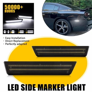 Fit 2008-2014 Dodge Smoke Challenger LED Bumper Rear Side Marker Light Lamp Pair - Picture 1 of 15