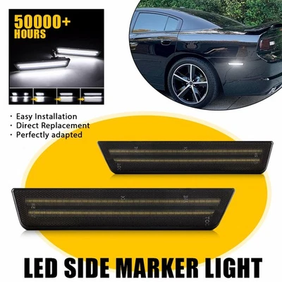 Fit 2008-2014 Dodge Smoke Challenger LED Bumper Rear Side Marker Light Lamp Pair - Image 1 of 4