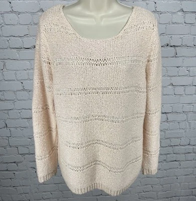 Chico’s Pink Metallic Sequin Sparkle Chunky Knit Pullover Sweater Size 2 (US 12) - Изображение 1 из 4