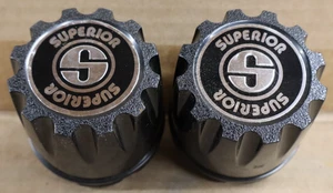 Pair of 2 Superior Custom Wheels Black Center Caps CSI - Picture 1 of 8