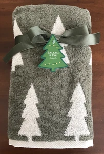 NEW 2 PC SET BALSAM & FIR CHRISTMAS PINE TREE Dark GREEN HAND TOWELS ~HOLIDAY ~ - Picture 1 of 4