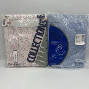 2 Vintage Damen Thermo Unterwäsche Hosen blau und geblümt Größe S NEU - Bild 1 von 7