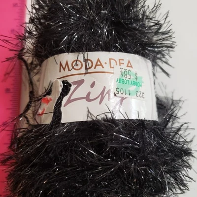 Moda Dea ZING YARN Metallic EYELASH “Midnight” 1.76 oz Skein 87 yd New - Image 1 of 4