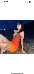 Red Orange ombré lace mini dress - Picture 1 of 4