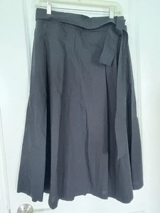 Talbots Women's Skirt Plus Size 8 Black Cotton Lightweight Belted NEW - Picture 1 of 4