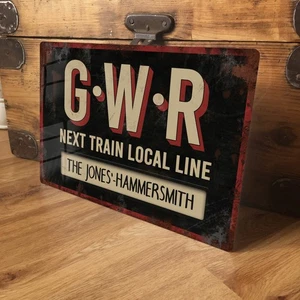 Personalised GWR Metal Train Sign Vintage Retro Railway Plaque - 200x305mm - Picture 1 of 6