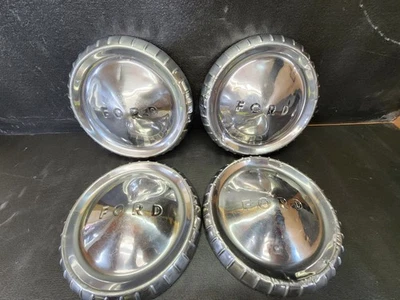 1961 62 63 Ford Falcon Dog Dish Wheel Cover Center Cap Poverty Hubcap Set 4 OEM - Image 1 of 4